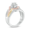 Thumbnail Image 2 of 0.58 CT. T.W. Diamond Frame Swirl Bridal Set in 10K Tri-Tone Gold