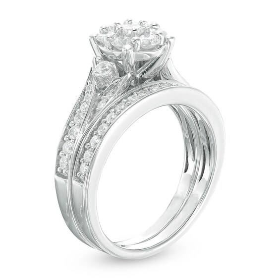 0.96 CT. T.W. Composite Diamond Bridal Set in 14K White Gold