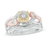 Thumbnail Image 1 of 0.30 CT. T.W. Diamond Frame Swirl Bridal Set in Sterling Silver and 10K Two-Tone Gold