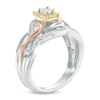 Thumbnail Image 2 of 0.30 CT. T.W. Diamond Frame Swirl Bridal Set in Sterling Silver and 10K Two-Tone Gold