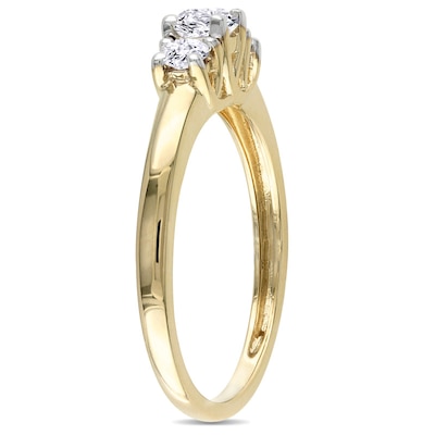 4.0mm Lab-Created White Sapphire Three Stone Ring in 10K Gold