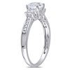 Thumbnail Image 2 of 6.0mm Lab-Created White Sapphire and Diamond Accent Three Stone Ring in 10K White Gold