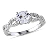 6.0mm Lab-Created White Sapphire and Diamond Accent Twist Ring in 10K White Gold