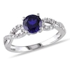 Thumbnail Image 1 of 6.0mm Lab-Created Blue Sapphire and Diamond Accent Twist Ring in 10K White Gold