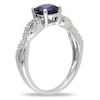 Thumbnail Image 3 of 6.0mm Lab-Created Blue Sapphire and Diamond Accent Twist Ring in 10K White Gold