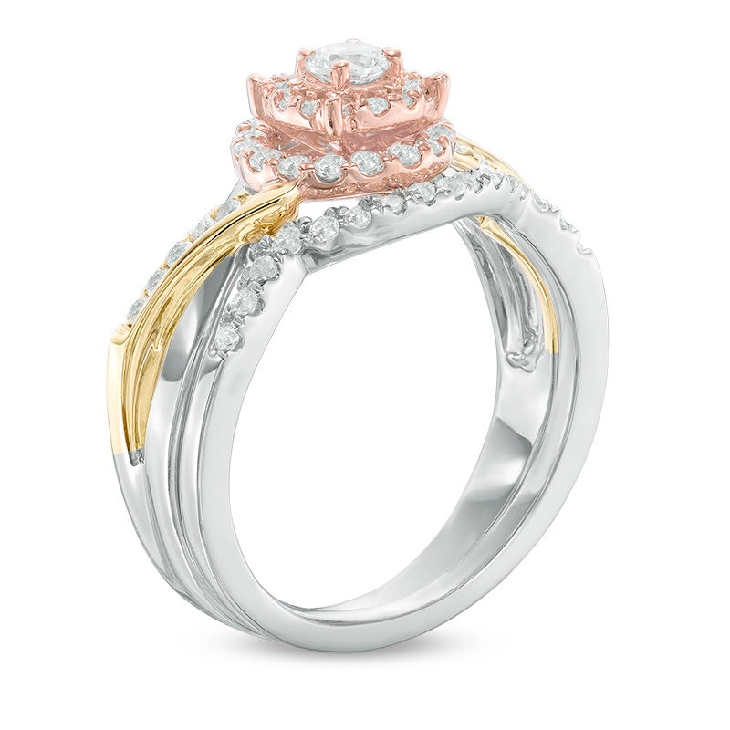 0.45 CT. T.W. Diamond Layered Frame Bridal Set in Sterling Silver and 10K Two-Tone Gold|Peoples Jewellers