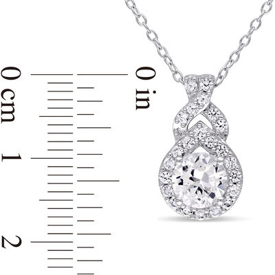 6.5mm Lab-Created White Sapphire Teardrop Frame Pendant in Sterling Silver