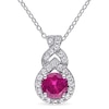 Thumbnail Image 0 of 6.5mm Lab-Created Ruby and White Sapphire Teardrop Frame Pendant in Sterling Silver