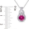 Thumbnail Image 2 of 6.5mm Lab-Created Ruby and White Sapphire Teardrop Frame Pendant in Sterling Silver