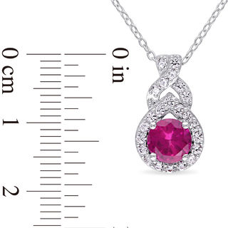 6.5mm Lab-Created Ruby and White Sapphire Teardrop Frame Pendant in Sterling Silver