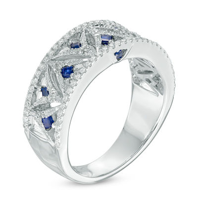 Vera Wang Love Collection 0.30 CT. T.W. Diamond and Sapphire Band in 14K White Gold