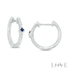 Vera Wang Love Collection 0.149 CT. T.W. Diamond and Blue Sapphire Hoop Earrings in 14K White Gold