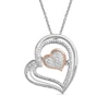 Thumbnail Image 0 of Unstoppable Love™ 0.10 CT. T.W. Diamond Double Heart Pendant in Sterling Silver and 10K Rose Gold