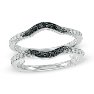 0.30 CT. T.W. Enhanced Black and White Diamond Contour Solitaire Enhancer in 10K White Gold