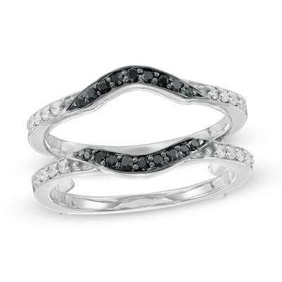 0.30 CT. T.W. Enhanced Black and White Diamond Contour Solitaire Enhancer in 10K White Gold