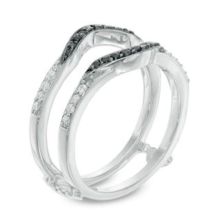 0.30 CT. T.W. Enhanced Black and White Diamond Contour Solitaire Enhancer in 10K White Gold