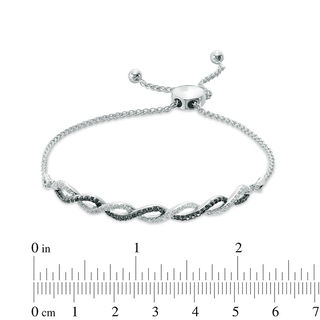 0.50 CT. T.W. Enhanced Black and White Diamond Intertwined Bolo Bracelet in Sterling Silver - 8.75"