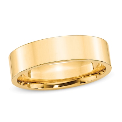 Men's 6.0mm Flat Square-Edged Comfort Fit Wedding Band in 14K Gold