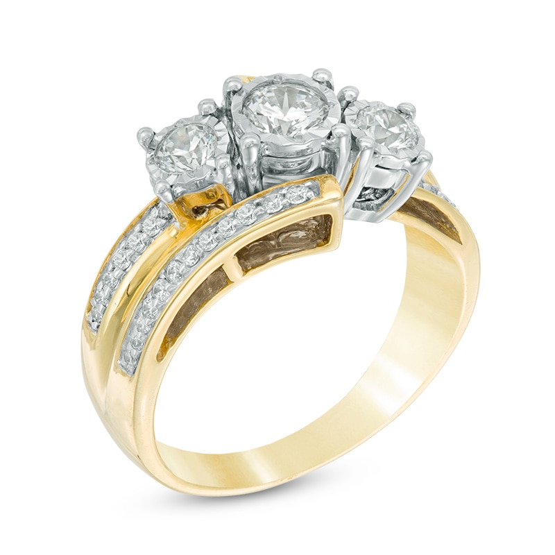 0.75 CT. T.W. Diamond Past Present Future® Three Stone Bypass Engagement Ring in 10K Gold|Peoples Jewellers