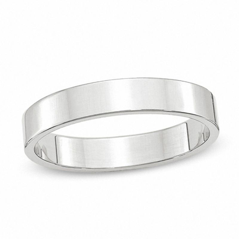 14k White Gold Wedding Band Plain Ring Flat Comfort Fit (3mm) - UB55