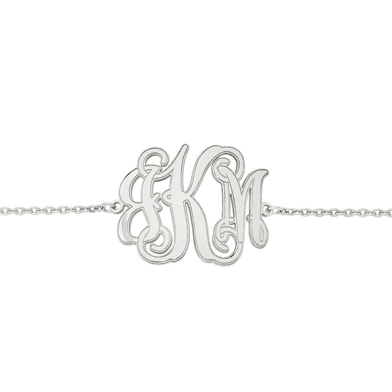 Scroll Monogram Bracelet in Sterling Silver (3 Initials) - 7.5"