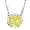 Enamel Scroll Oval Monogram Necklace in Sterling Silver (1 colour and 3 Initials)