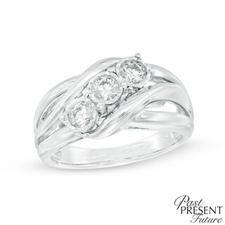 0.50 CT. T.W. Princess-Cut Diamond Past Present Future® Three Stone Engagement Ring in 10K White Gold