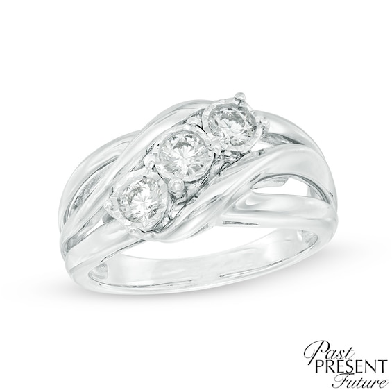 0.50 CT. T.W. Princess-Cut Diamond Past Present Future® Three Stone Engagement Ring in 10K White Gold