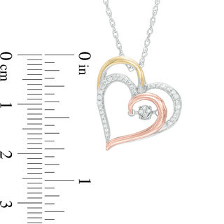 Unstoppable Love™ 0.15 CT. T.W. Composite Diamond Tilted Heart Pendant in 10K Tri-Tone Gold