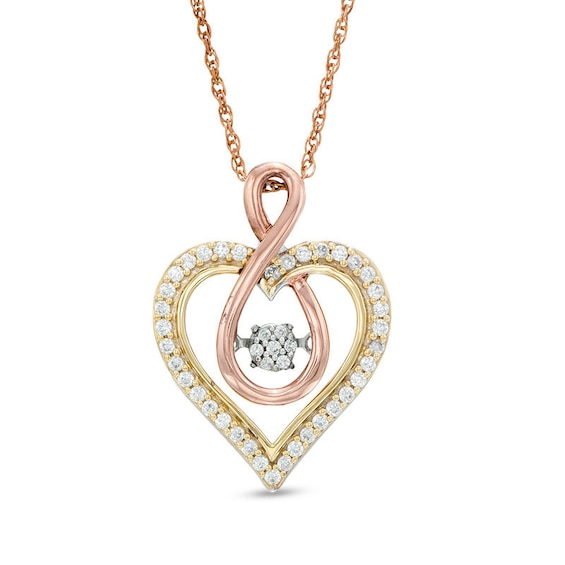 Unstoppable Love™ 0.23 CT. T.W. Composite Diamond Infinity Heart Pendant in 10K Tri-Tone Gold