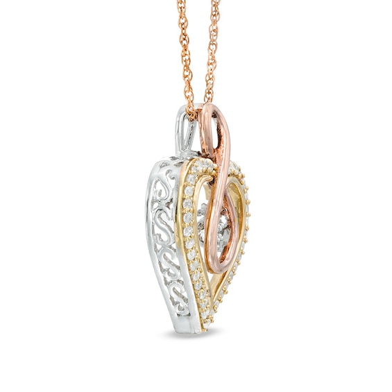 Unstoppable Love™ 0.23 CT. T.W. Composite Diamond Infinity Heart Pendant in 10K Tri-Tone Gold