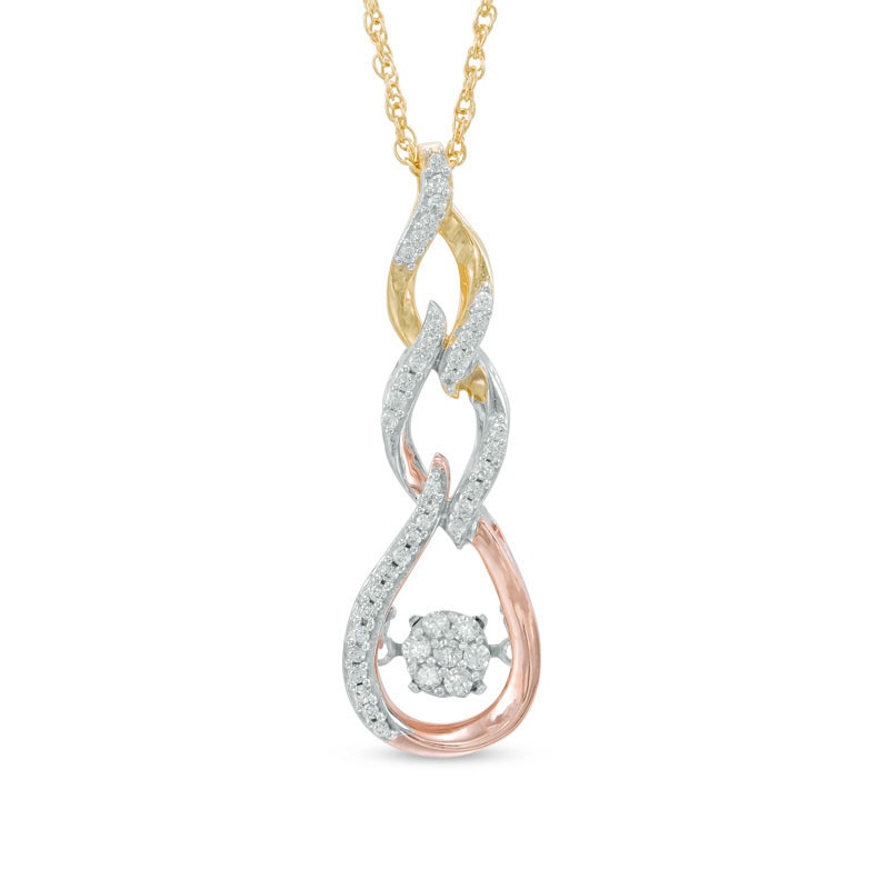Unstoppable Love™ 0.18 CT. T.W. Composite Diamond Triple Flame Drop Pendant in 10K Tri-Tone Gold|Peoples Jewellers
