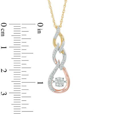 Unstoppable Love™ 0.18 CT. T.W. Composite Diamond Triple Flame Drop Pendant in 10K Tri-Tone Gold