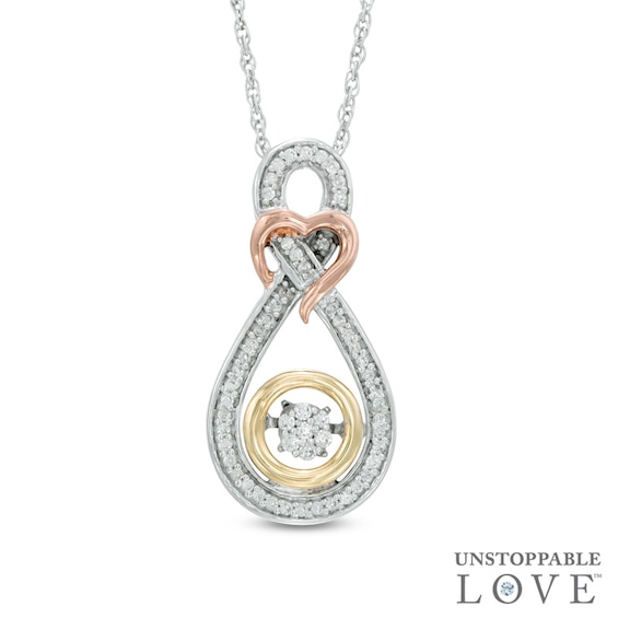 Unstoppable Love™ 1/6 CT. T.W. Composite Diamond Heart Infinity Pendant in 10K Tri-Tone Gold