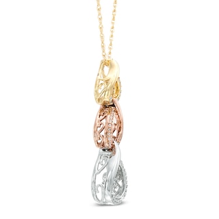 Unstoppable Love™ 0.15 CT. T.W. Composite Diamond Triple Tear-Drop Pendant in 10K Tri-Tone Gold