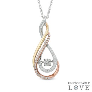 Unstoppable Love™ / CT. T.W. Composite Diamond Double Row Infinity Pendant in 10K Tri-Tone Gold