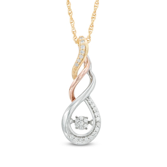 Unstoppable Love™ 0.11 CT. T.W. Composite Diamond Swirl Pendant in 10K Tri-Tone Gold