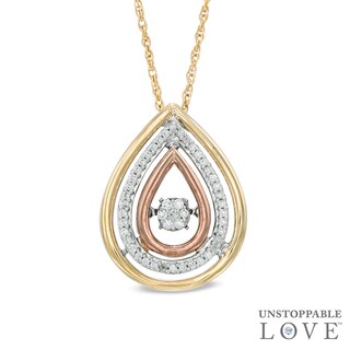 Unstoppable Love™ 1/6 CT. T.W. Composite Diamond Triple Frame Tear-Drop Pendant in 10K Tri-Tone Gold