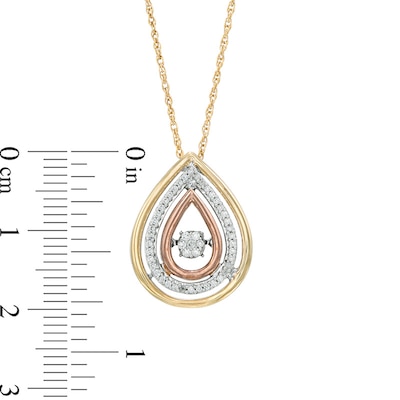 Unstoppable Love™ 1/6 CT. T.W. Composite Diamond Triple Frame Tear-Drop Pendant in 10K Tri-Tone Gold