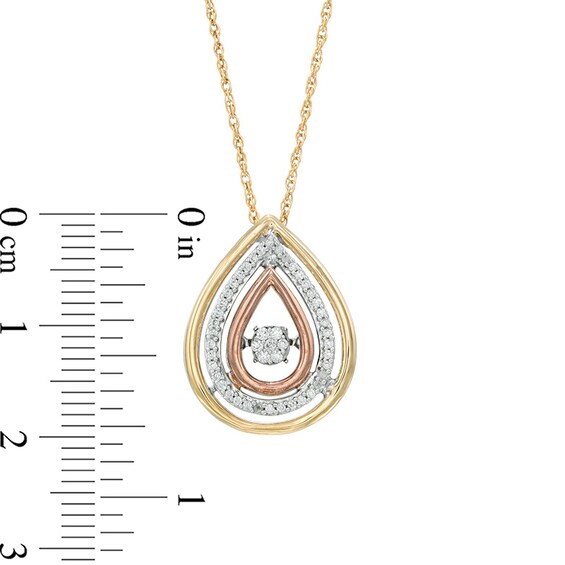 Unstoppable Love™ 1/6 CT. T.W. Composite Diamond Triple Frame Tear-Drop Pendant in 10K Tri-Tone Gold