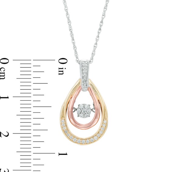 Unstoppable Love™ 0.15 CT. T.W. Composite Diamond Double Tear-Drop Pendant in 10K Tri-Tone Gold