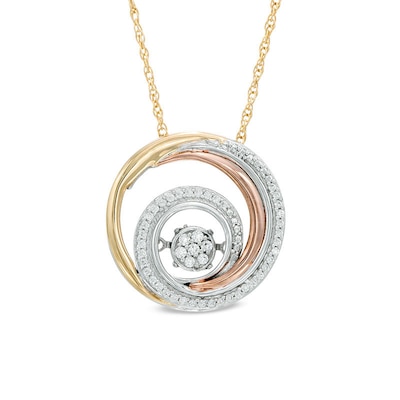 Unstoppable Love™ 0.15 CT. T.W. Composite Diamond Swirl Pendant in 10K Tri-Tone Gold