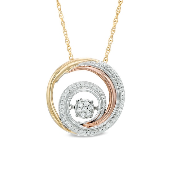 Unstoppable Love™ 0.15 CT. T.W. Composite Diamond Swirl Pendant in 10K Tri-Tone Gold