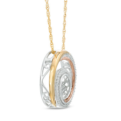 Unstoppable Love™ 0.15 CT. T.W. Composite Diamond Swirl Pendant in 10K Tri-Tone Gold