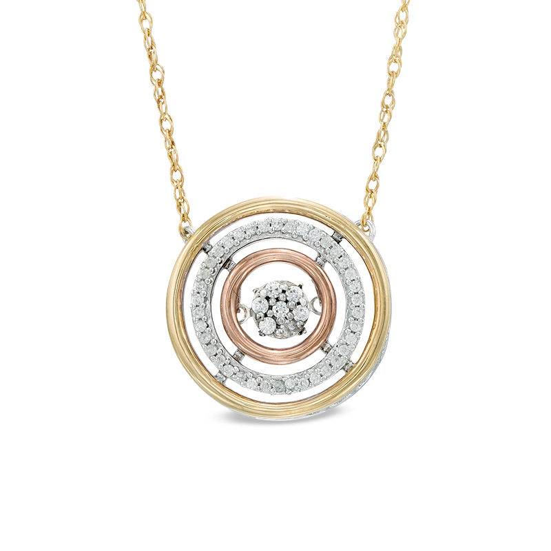 Unstoppable Love™ 1/6 CT. T.W. Composite Diamond Orbit Pendant in 10K Tri-Tone Gold|Peoples Jewellers
