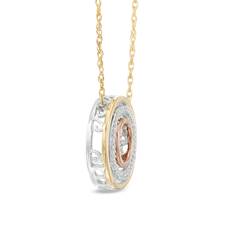 Unstoppable Love™ 1/6 CT. T.W. Composite Diamond Orbit Pendant in 10K Tri-Tone Gold|Peoples Jewellers