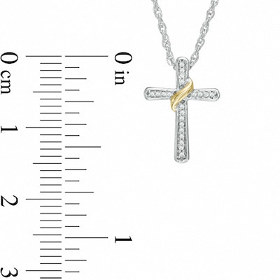 Diamond Accent Wrap Around Cross Pendant in 10K Two-Tone Gold