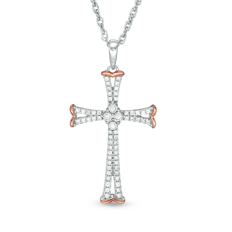 0.20 CT. T.W. Diamond Cross Pendant in 10K White Gold|Peoples Jewellers