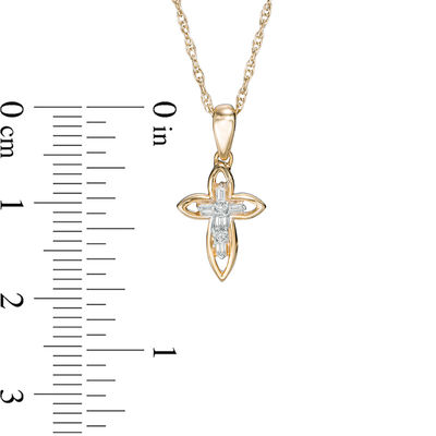 Diamond Accent Outlined Cross Pendant in 10K Gold