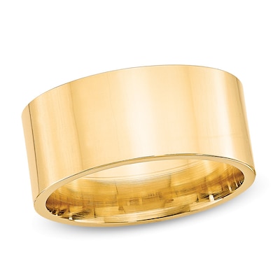 Men's 10.0mm Comfort-Fit Flat Wedding Band in 14K Gold